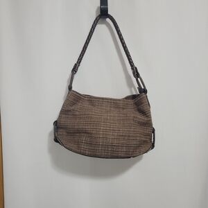 Fossil Brown Woven Shoulder Bag with Braided Strap.